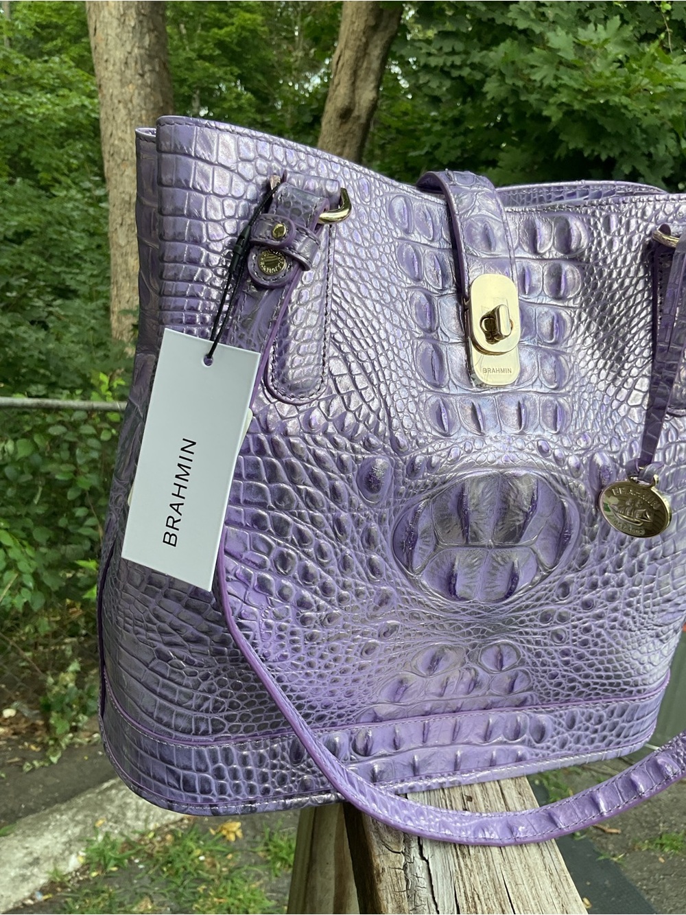 Brahmin Fiora SAMPLE Sheer Lavender Genuine Leather Shoulder Bag NWT - Picture 4 of 17